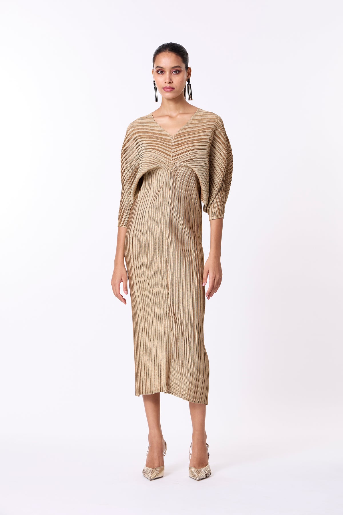 Aika Metallic Dress - Pale Gold