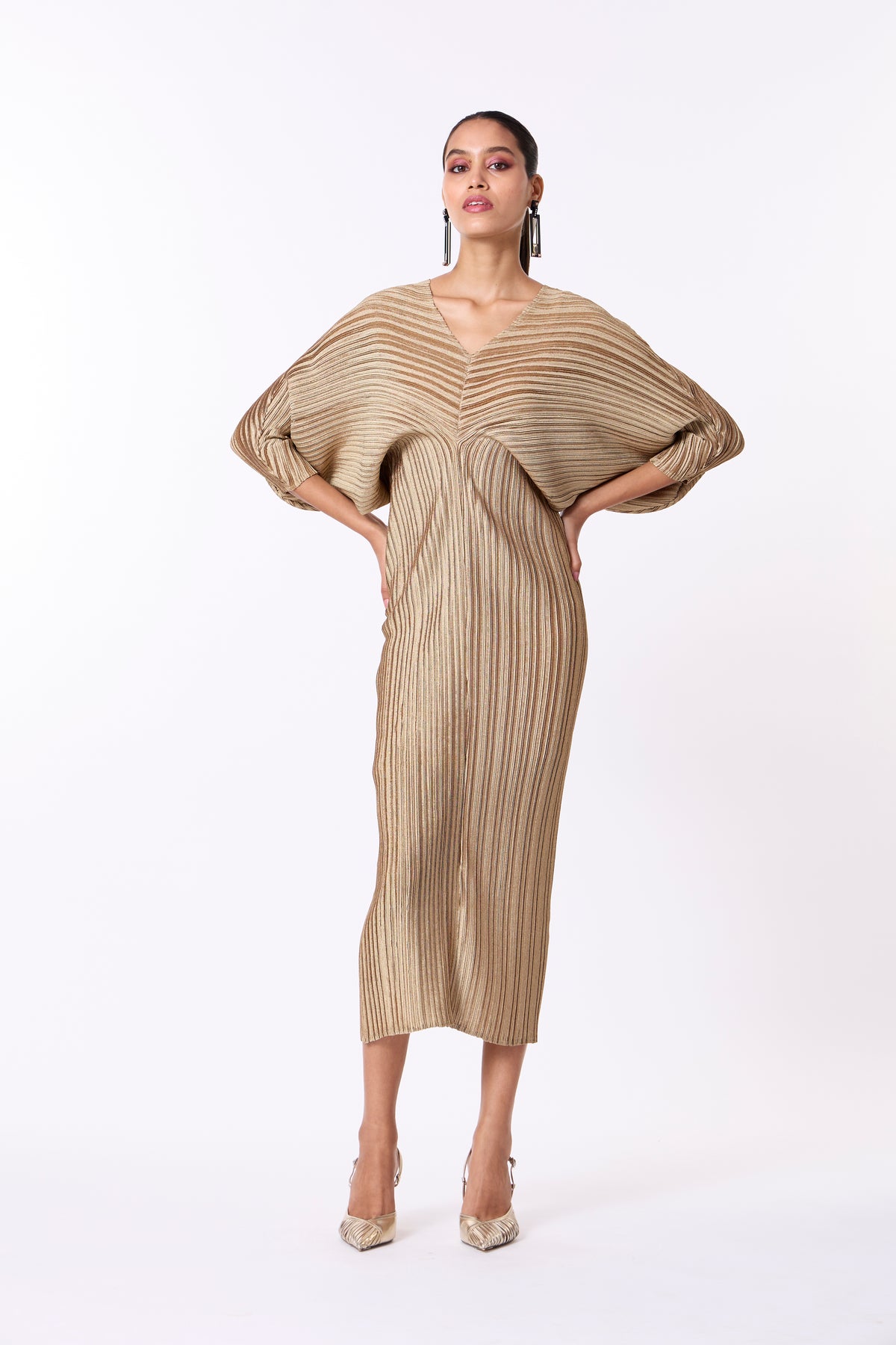 Aika Metallic Dress - Pale Gold