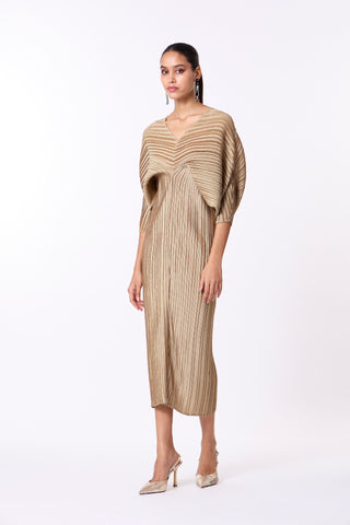 Aika Metallic Dress - Pale Gold