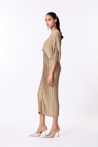 Aika Metallic Dress - Pale Gold