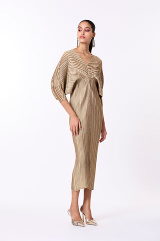 Aika Metallic Dress - Pale Gold