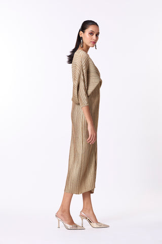 Aika Metallic Dress - Pale Gold