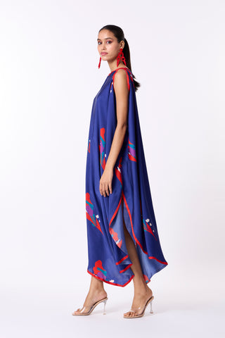 Violet Dress -  Deep blue & Scarlet