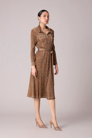 Levy Denim Wash Dress - Brown