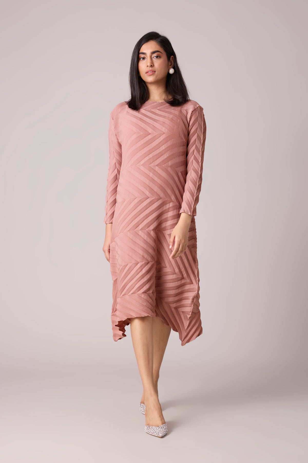 Vera Chevron Dress - Pink