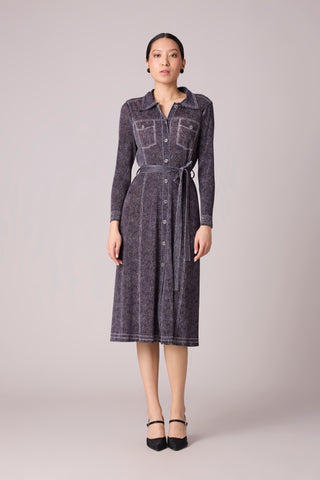 Levy Denim Wash Dress - Dark Grey