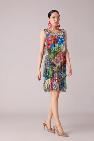 Isla Fringe Dress - Tropical Print