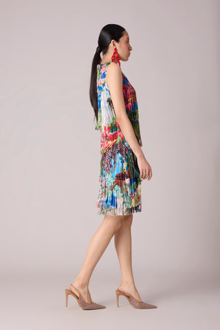 Isla Fringe Dress - Tropical Print