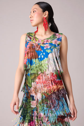 Isla Fringe Dress - Tropical Print