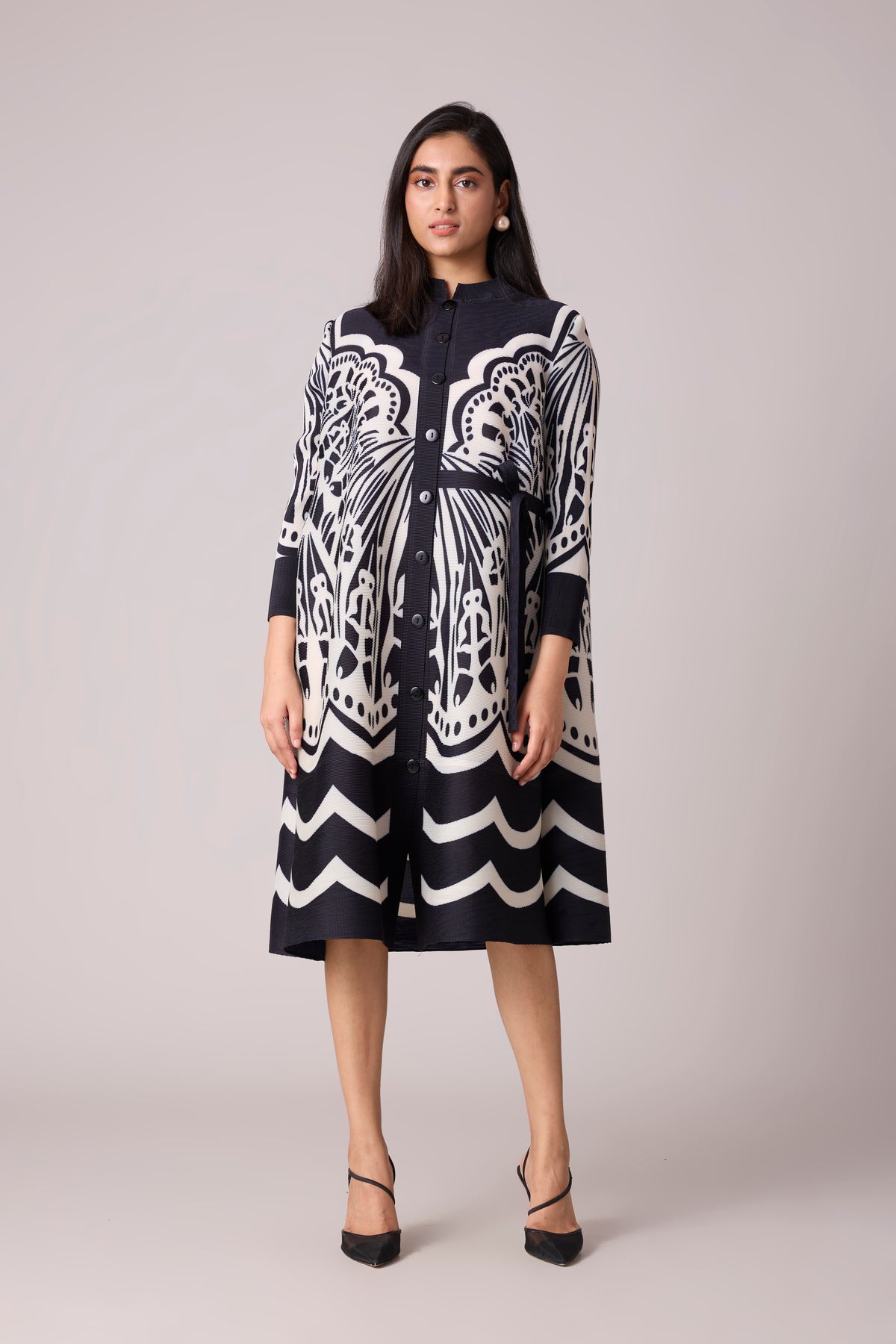 Lois Print Dress - Black & White