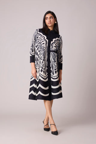 Lois Print Dress - Black & White