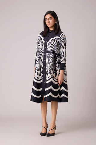 Lois Print Dress - Black & White