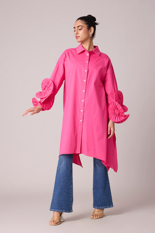 Eden Ruffle Tunic - Azalea Pink