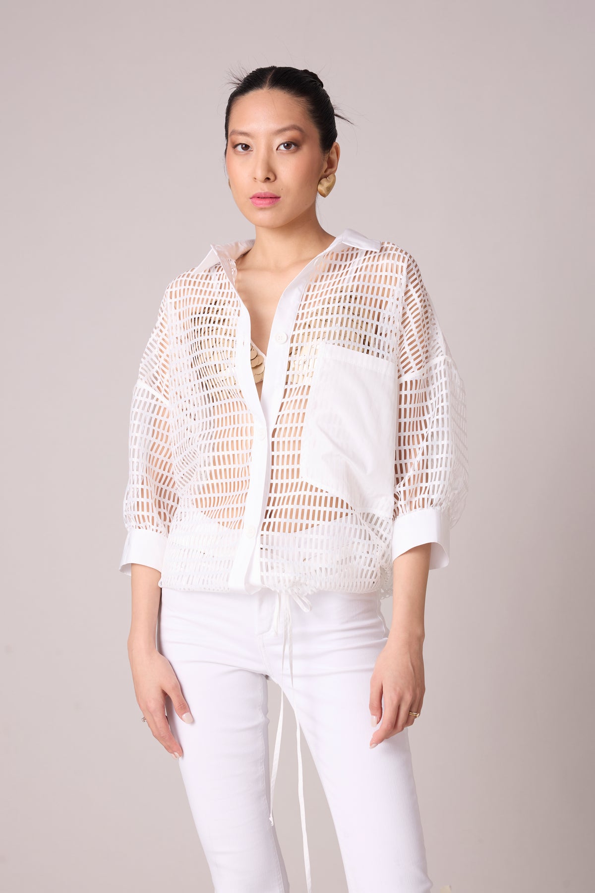 Petra Mesh Shirt - White