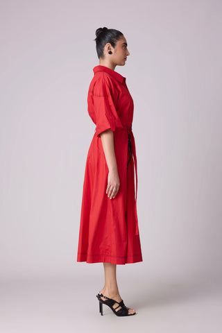 Riley Shirt Dress - Red