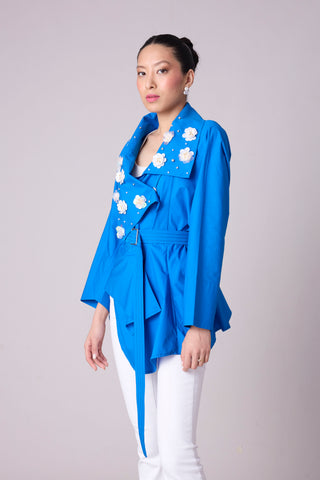 Ayaka Embellished Shirt - Aster Blue