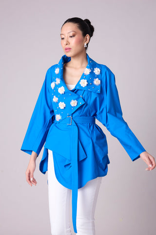 Ayaka Embellished Shirt - Aster Blue