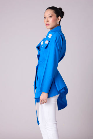 Ayaka Embellished Shirt - Aster Blue