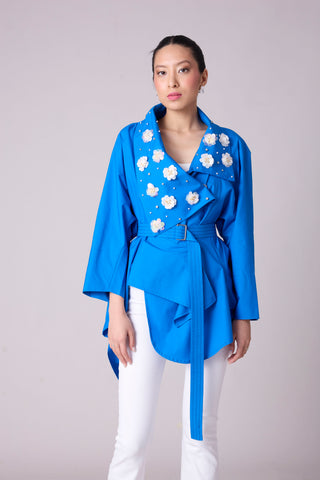 Ayaka Embellished Shirt - Aster Blue