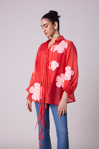 Jolie Shirt - Scarlet Red Organza