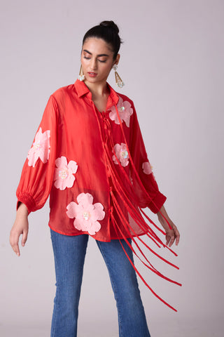 Jolie Shirt - Scarlet Red Organza