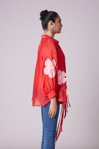 Jolie Shirt - Scarlet Red Organza