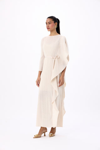 Serena Ruffle Dress - Oyster Ivory