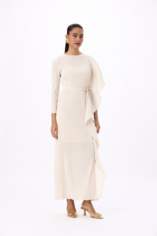 Serena Ruffle Dress - Oyster Ivory