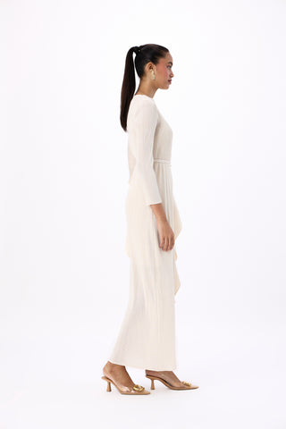 Serena Ruffle Dress - Oyster Ivory