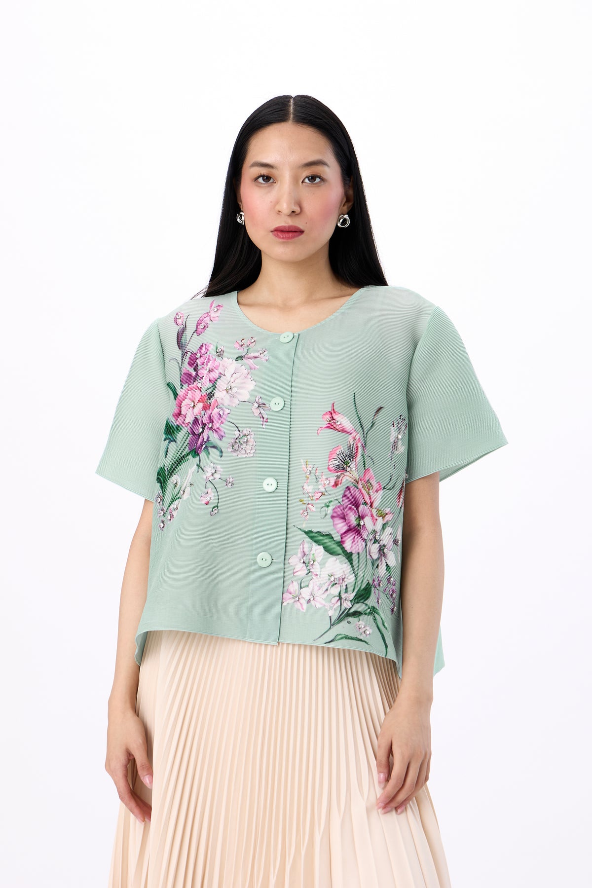Mira Floral Top - Mint