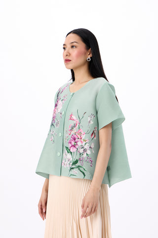 Mira Floral Top - Mint