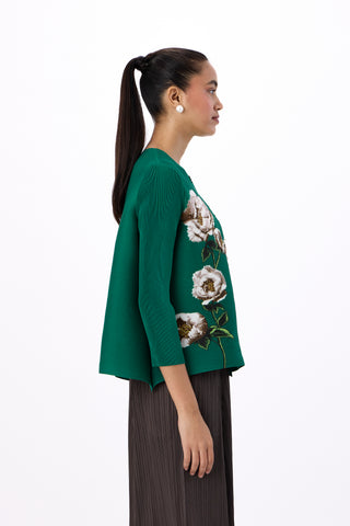 Aliz Floral Shirt - Emerald Green