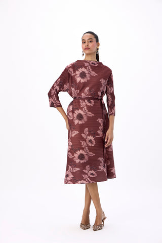 Hester Floral Dress - Chestnut