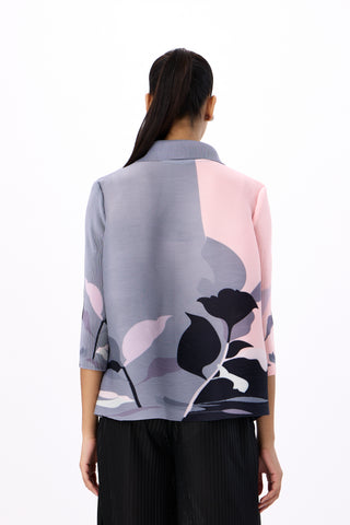 Edith Floral Shirt - Grey & Pink