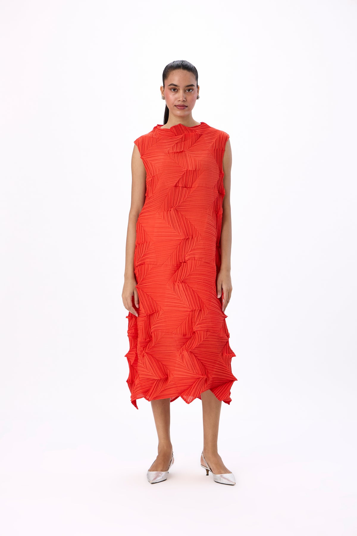 Mona 3D Dress - Bright Orange