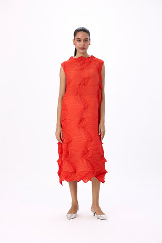 Mona 3D Dress - Bright Orange