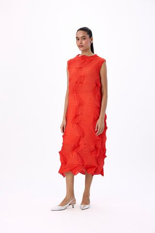 Mona 3D Dress - Bright Orange
