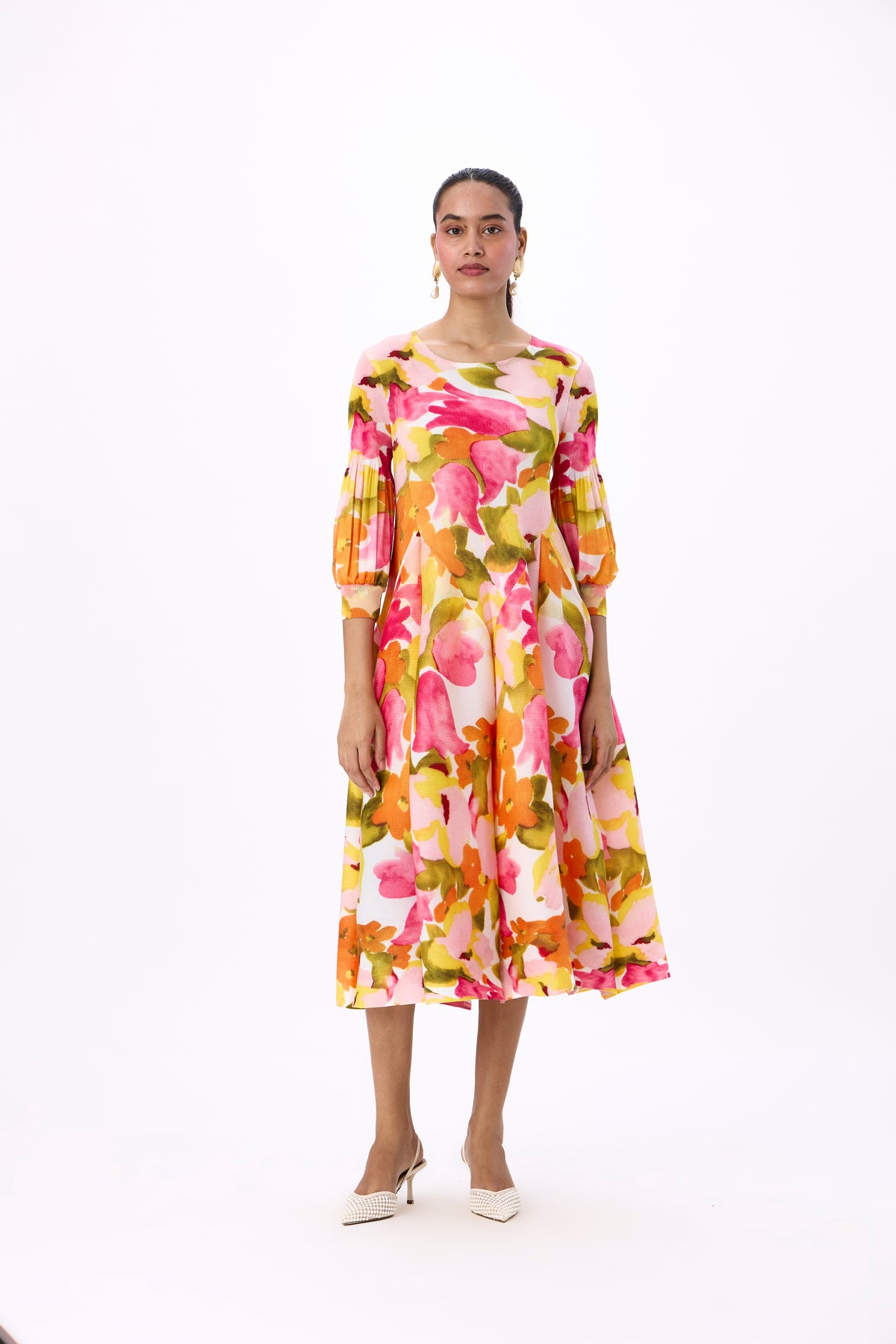 Meadow Peplum Dress - Orange