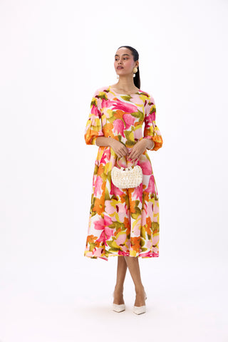 Meadow Peplum Dress - Orange