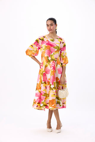 Meadow Peplum Dress - Orange