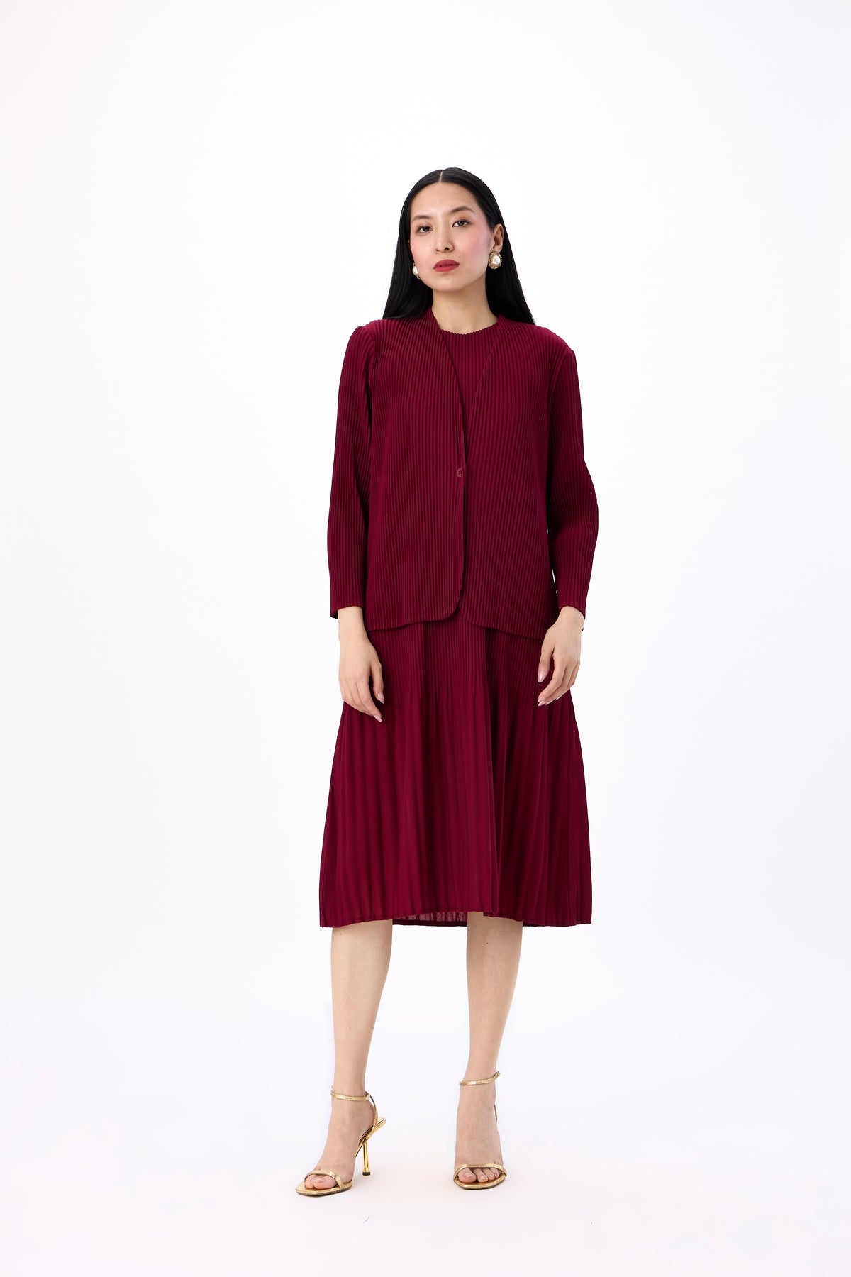 Irene 2 Piece jacket Dress - Maroon