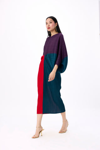 Aika Colourblock Dress - Purple, Teal, Red