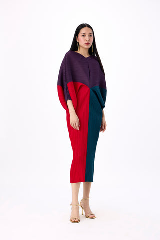 Aika Colourblock Dress - Purple, Teal, Red