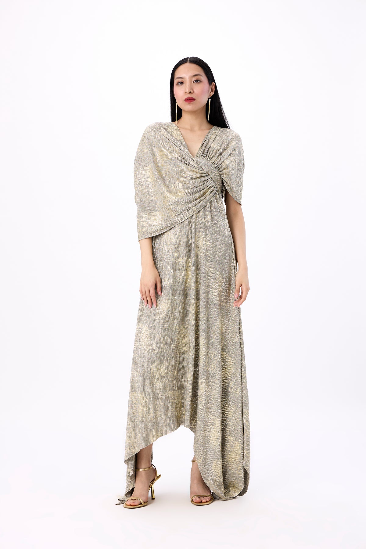 Juliana Dress - Metallic Mint & Beige