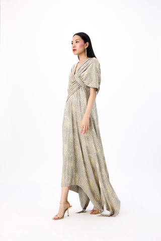 Juliana Dress - Metallic Mint & Beige