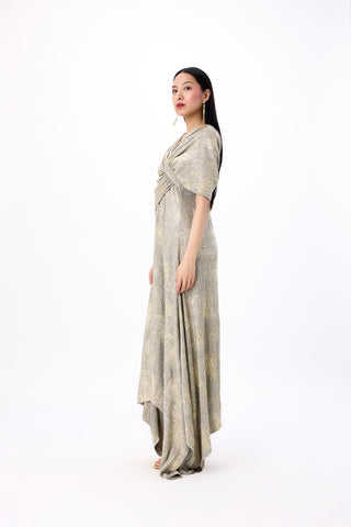 Juliana Dress - Metallic Mint & Beige