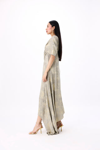 Juliana Dress - Metallic Mint & Beige