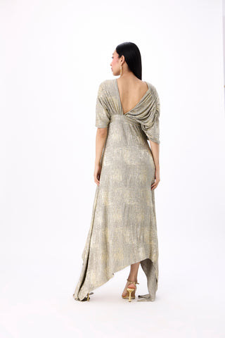 Juliana Dress - Metallic Mint & Beige