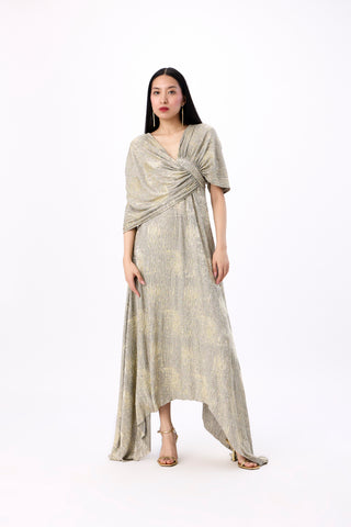 Juliana Dress - Metallic Mint & Beige