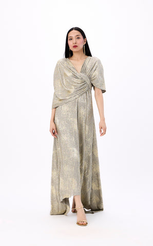 Juliana Dress - Metallic Mint & Beige
